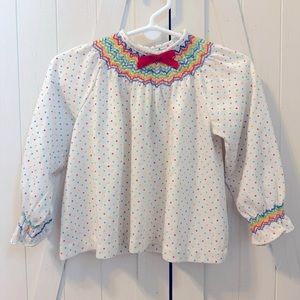 Vintage Carters rainbow smocked polka dot top 3T